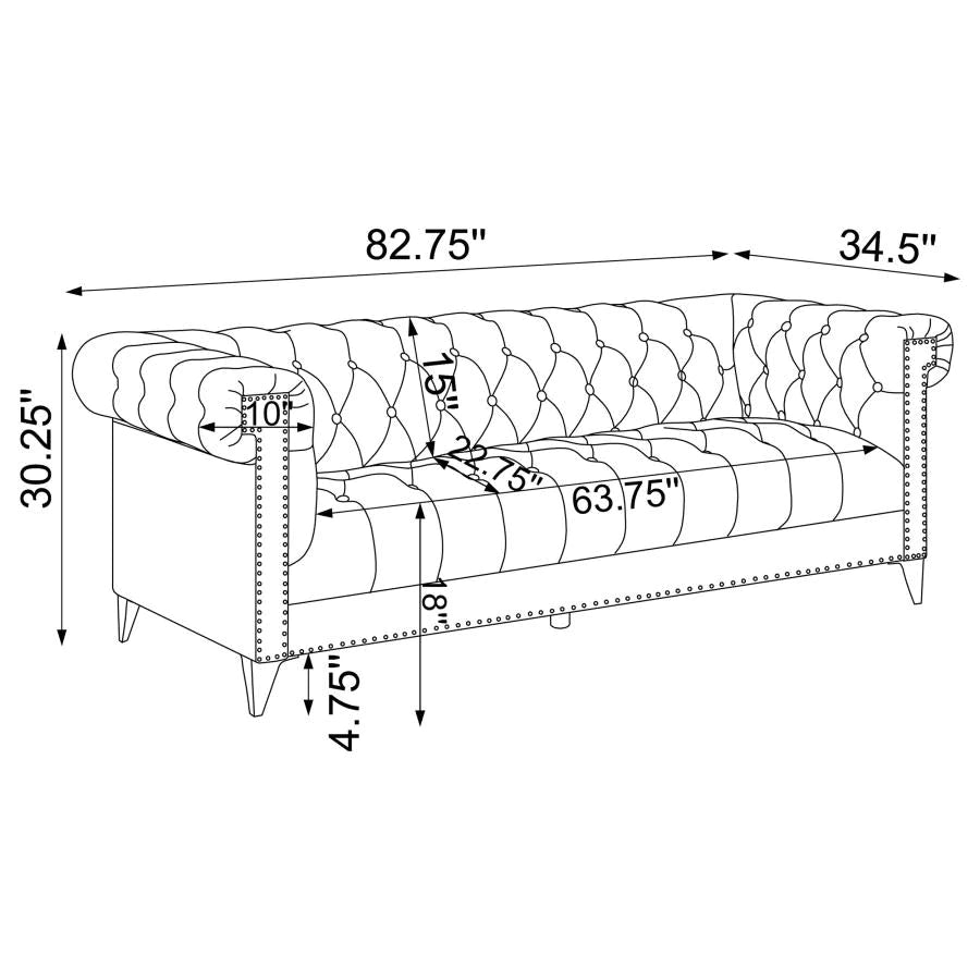 Bleker Sofa Collection 509481 by Coaster - Blue Velvet