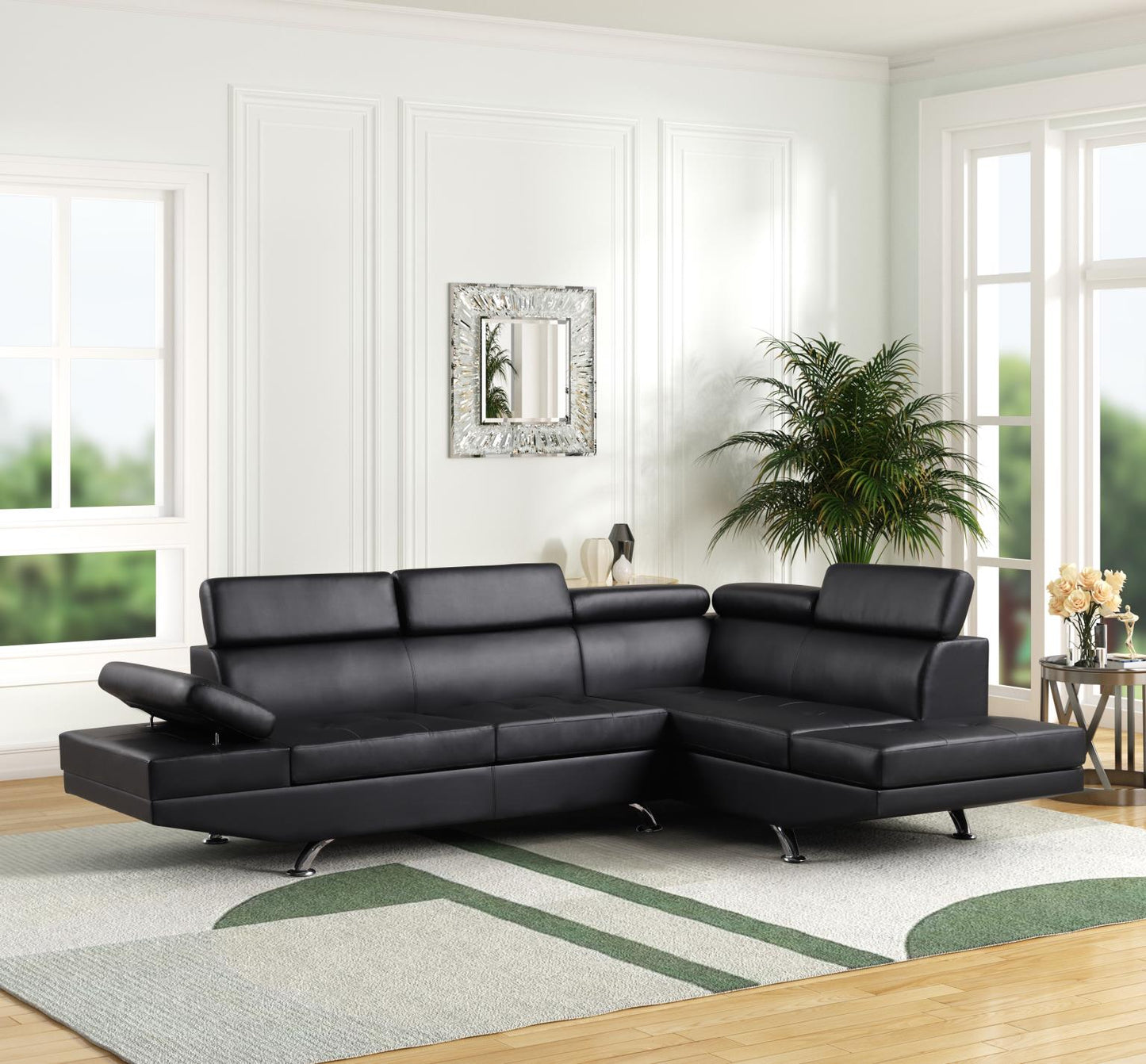 Taupe Modern Leather Sectional by Cosmos