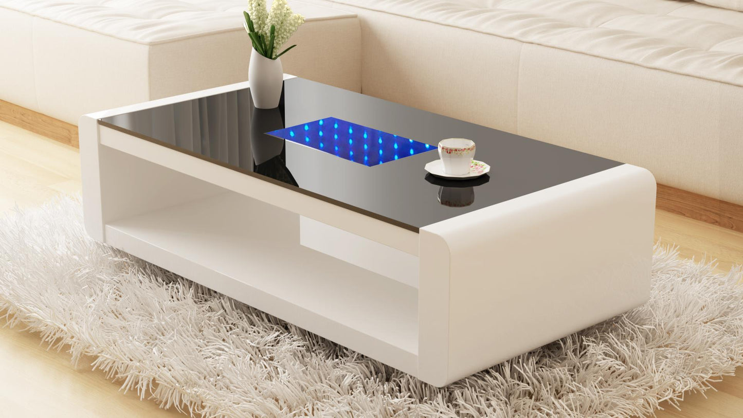 Mesa de centro Chelsea con acabado brillante y LED