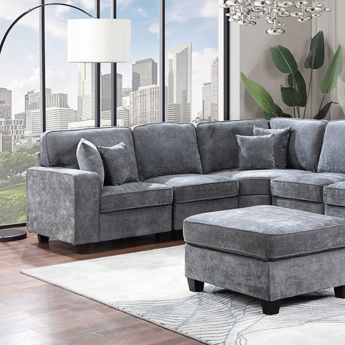 Cajeme CM6744GY Gray Chenille Sectional