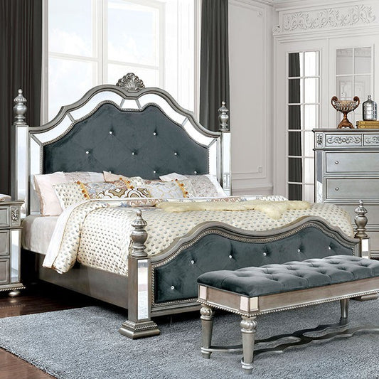 Azha CM7194 Poster Bed - Silver Finish