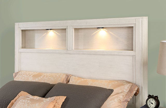 Karla Bookcase Headboard Bedroom Set LED Lights