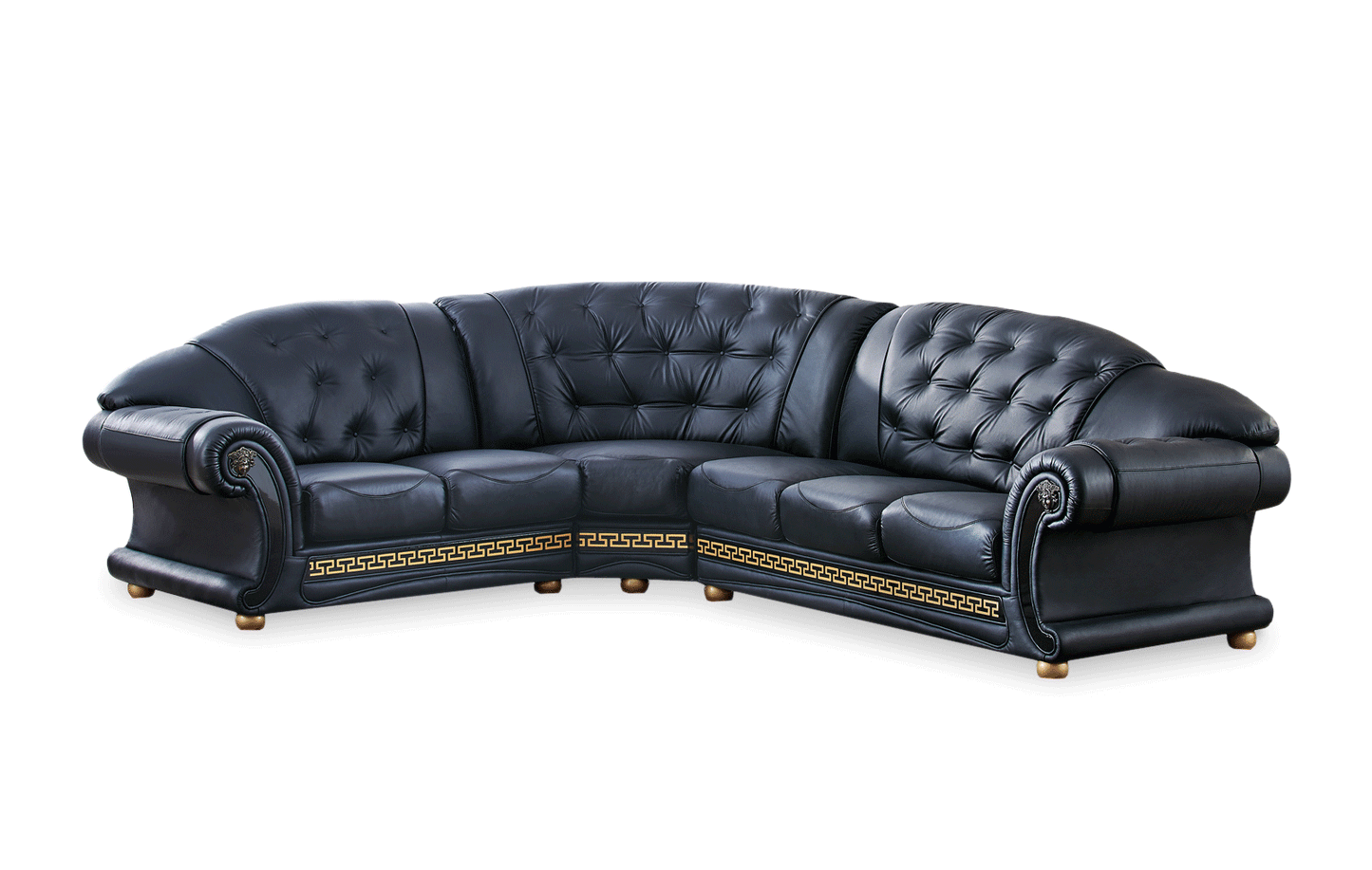 Apolo Black Leather Sectional - Right Facing