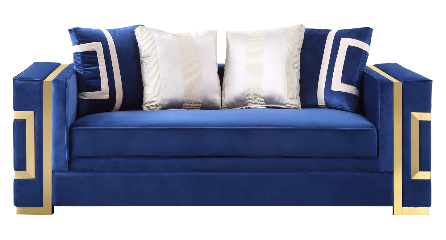 Sofá y loveseat de terciopelo Lawrence - Azul