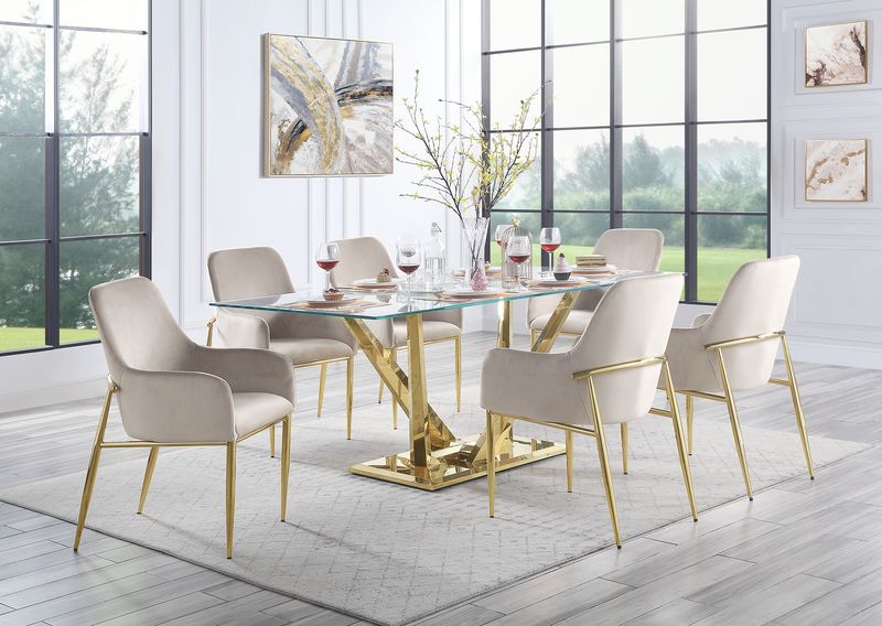 Colección de comedor Barnard DN00219 con acabado dorado de Acme