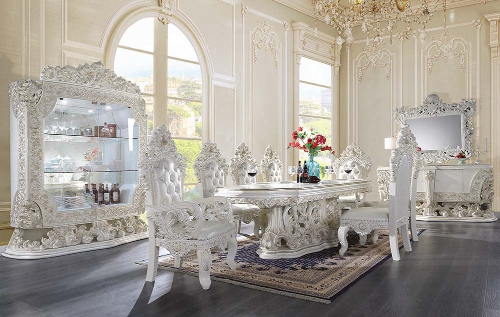 Adara Antique White Pedestal Dining Set DN01229