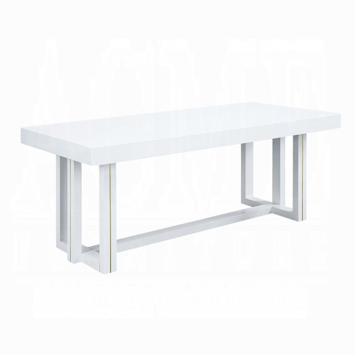 Paxley White High Gloss Finish Dining Set