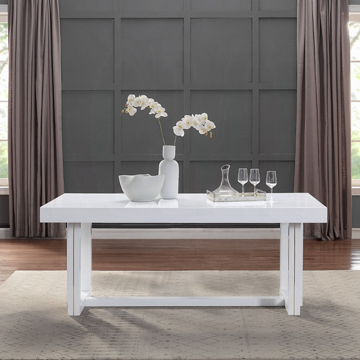 Paxley White High Gloss Finish Dining Set