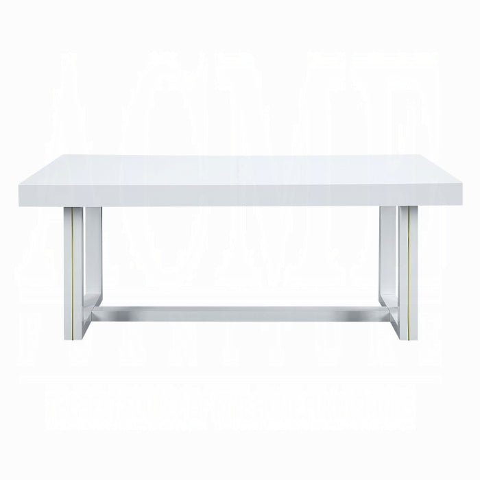 Paxley White High Gloss Finish Dining Set