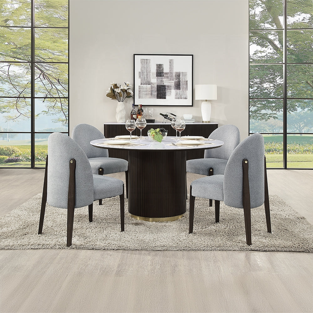 Clayten Round Marble Dining Table - 2 Chair Options