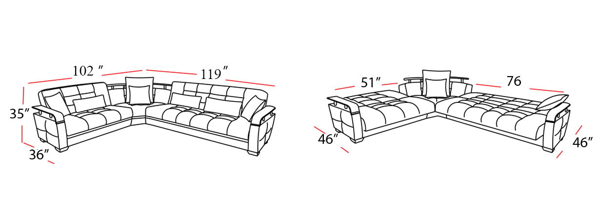 Dogal Convertible Sectional - Gray Fabric