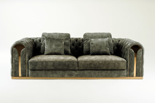 Divani Casa Dosie - Grey Velvet Sofa