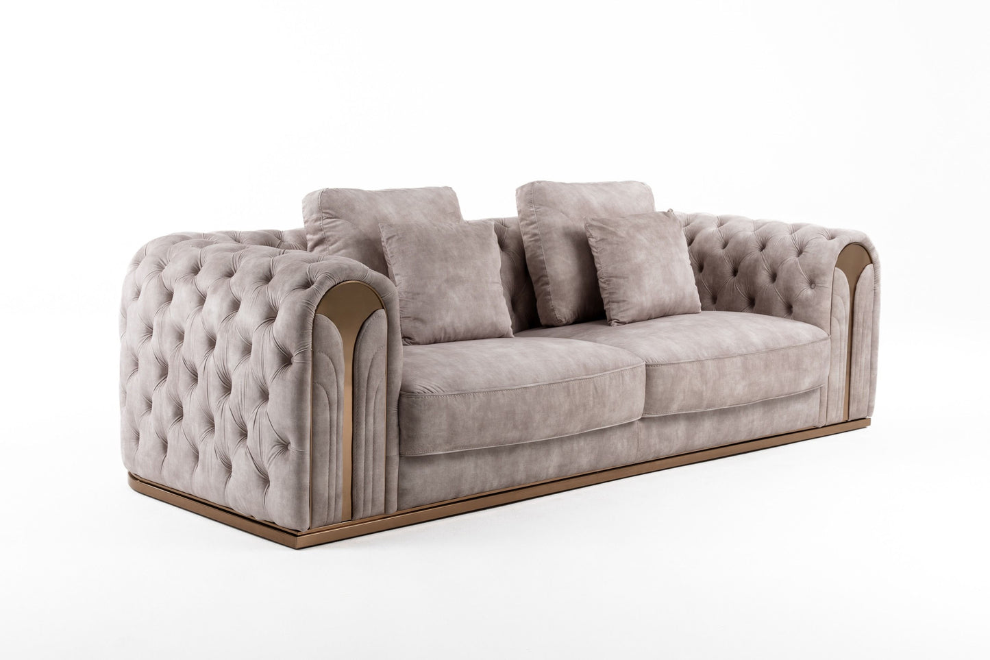 Divani Casa Dosie - Transitional Beige Velvet Sofa