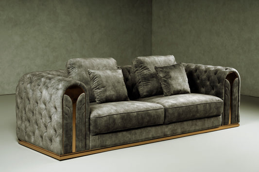 Divani Casa Dosie - Grey Velvet Sofa