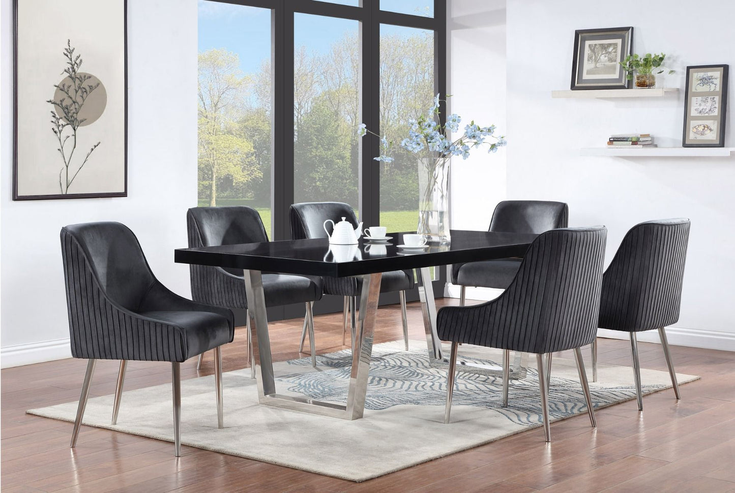 Vilo Home Elena 7 Pc High Gloss Dining Collection