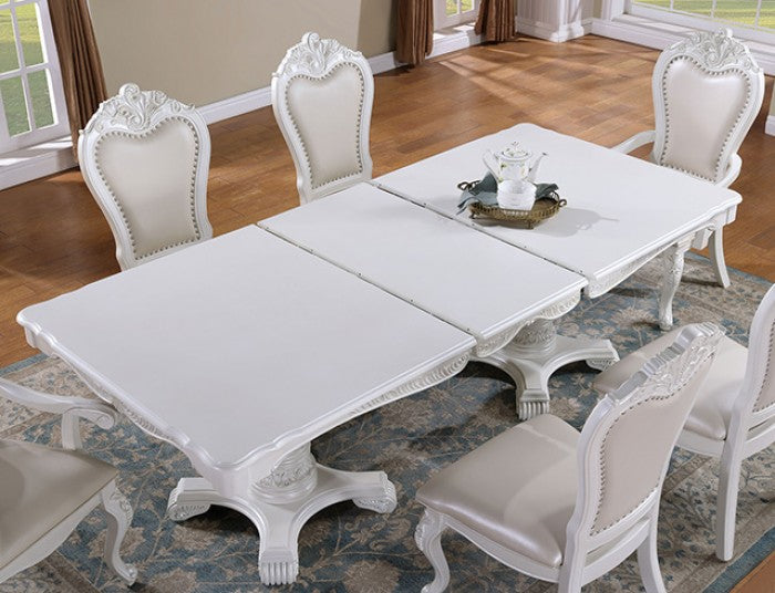 Juego de comedor con pedestal doble Manzanita blanco