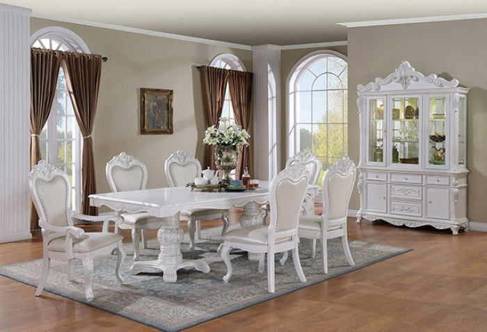 Juego de comedor con pedestal doble Manzanita blanco