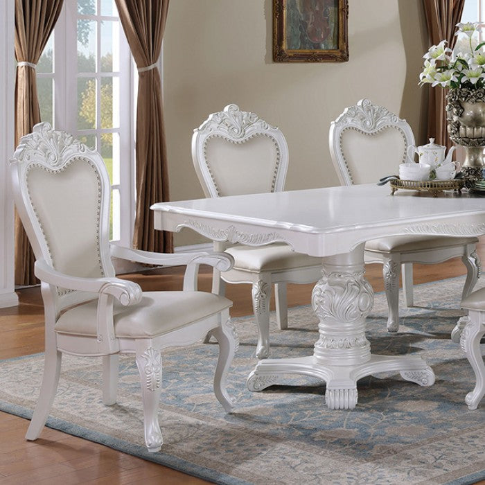 Juego de comedor con pedestal doble Manzanita blanco