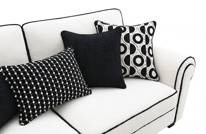 Viviani Black & White Chenille Sofa Set