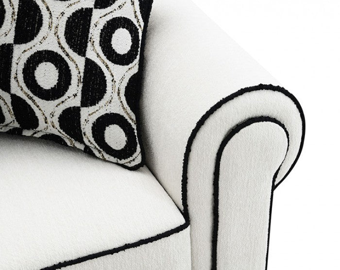 Viviani Black & White Chenille Sofa Set