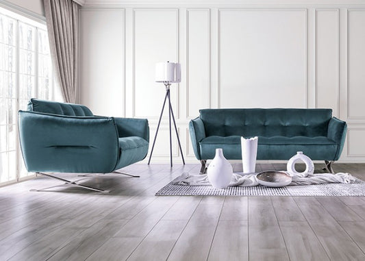 Civellatino Teal Velvet-Like Sofa Collection