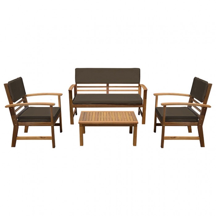 Hana 4 Pc Patio Set - Brown Cushions GM-1020BR-4PK