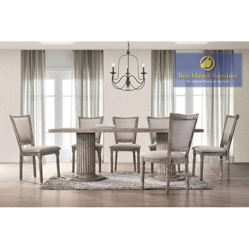 Colección de comedor de 7 piezas Jessica Vintage Grey