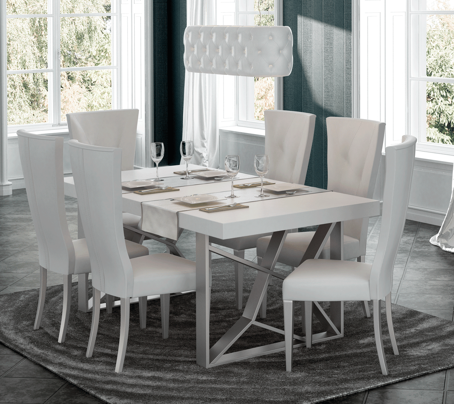 Kiu by ESF European White 7 Pc Dining Set