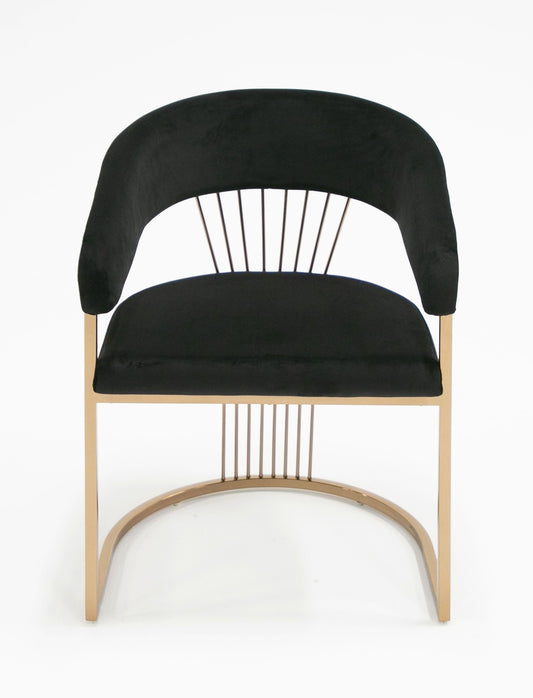 Modrest Linda Modern Black Velvet & Rosegold Dining Chair