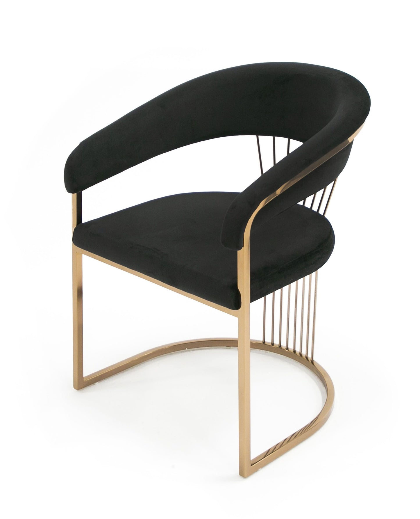 Modrest Linda Modern Black Velvet & Rosegold Dining Chair