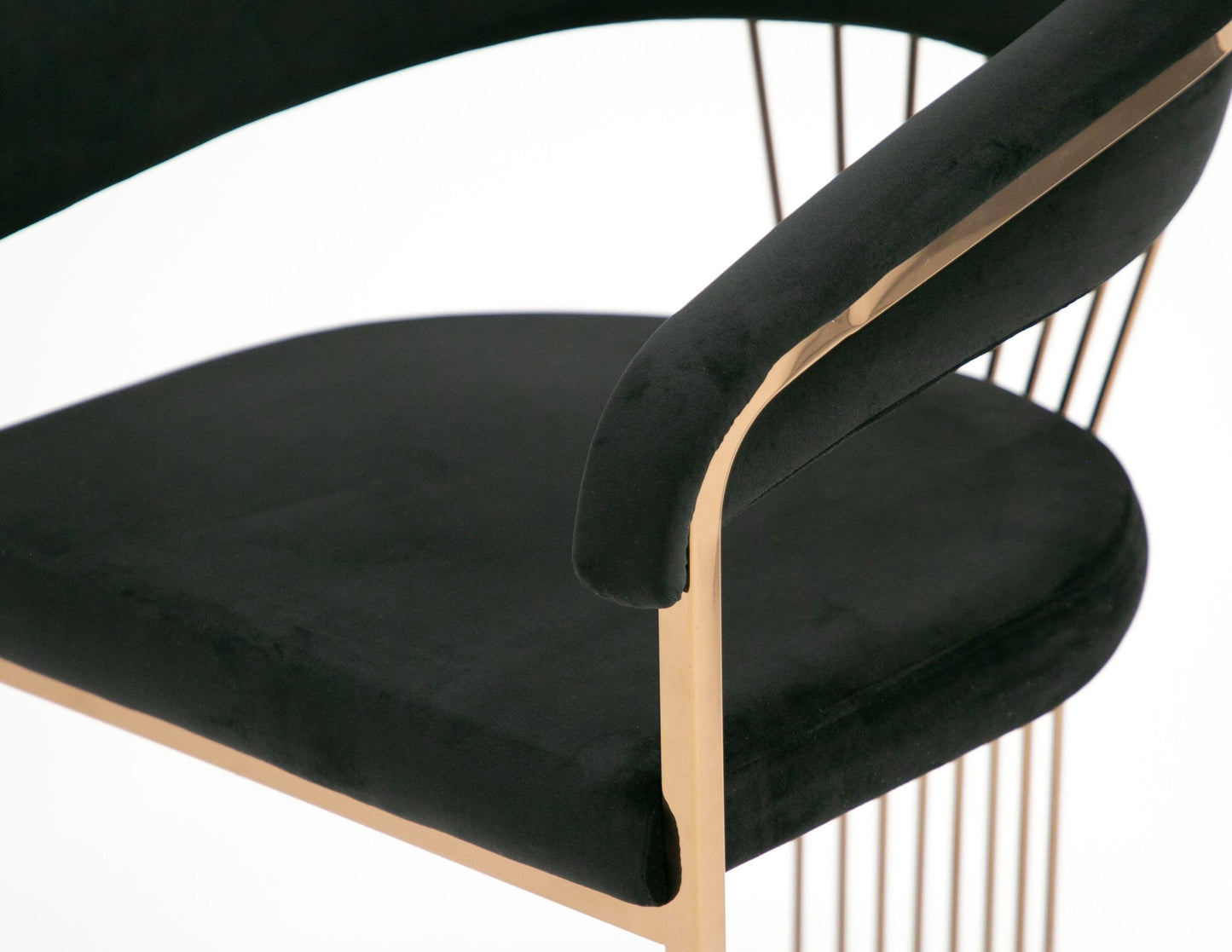 Modrest Linda Modern Black Velvet & Rosegold Dining Chair