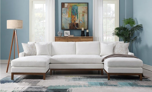 Valiant Ivory Chenille Sectional by Acme Furniture