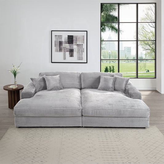 Hilde LV03680 Beige Velvet Sectional