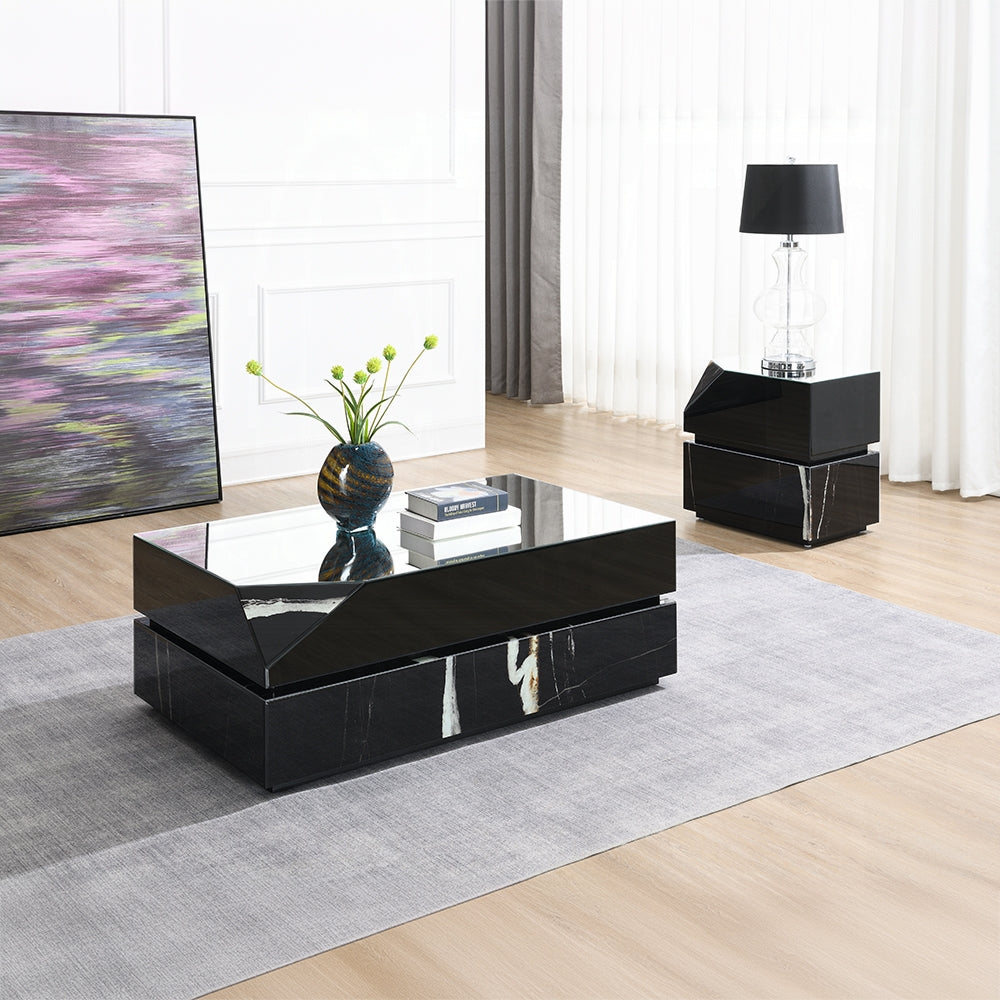 Drisana LV03865 Black Marble Occasional Tables