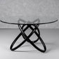 Modrest Mason Round Glass & Black Ash Dining Set