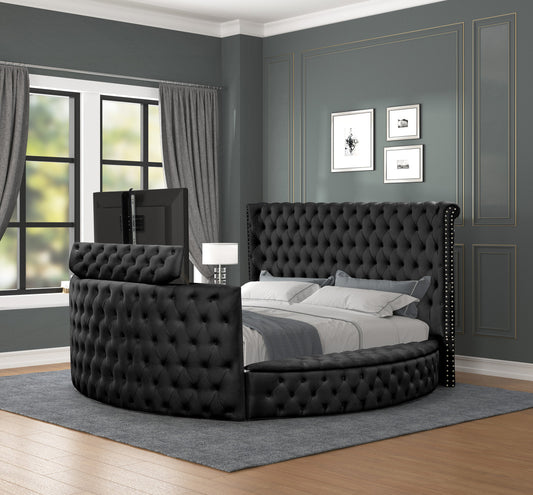 Maya Velvet Upholstered Bed - King Size