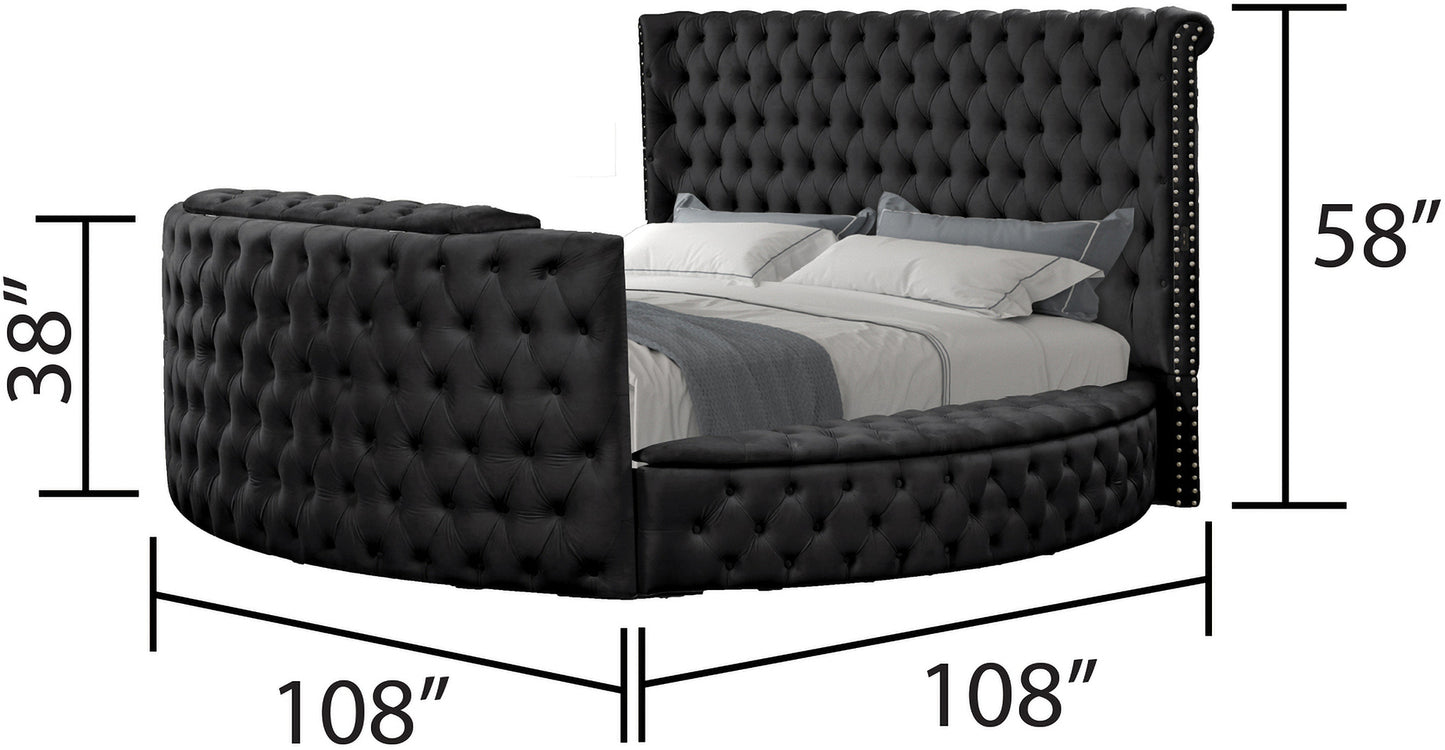 Maya Velvet Upholstered Bed Built in TV Stand