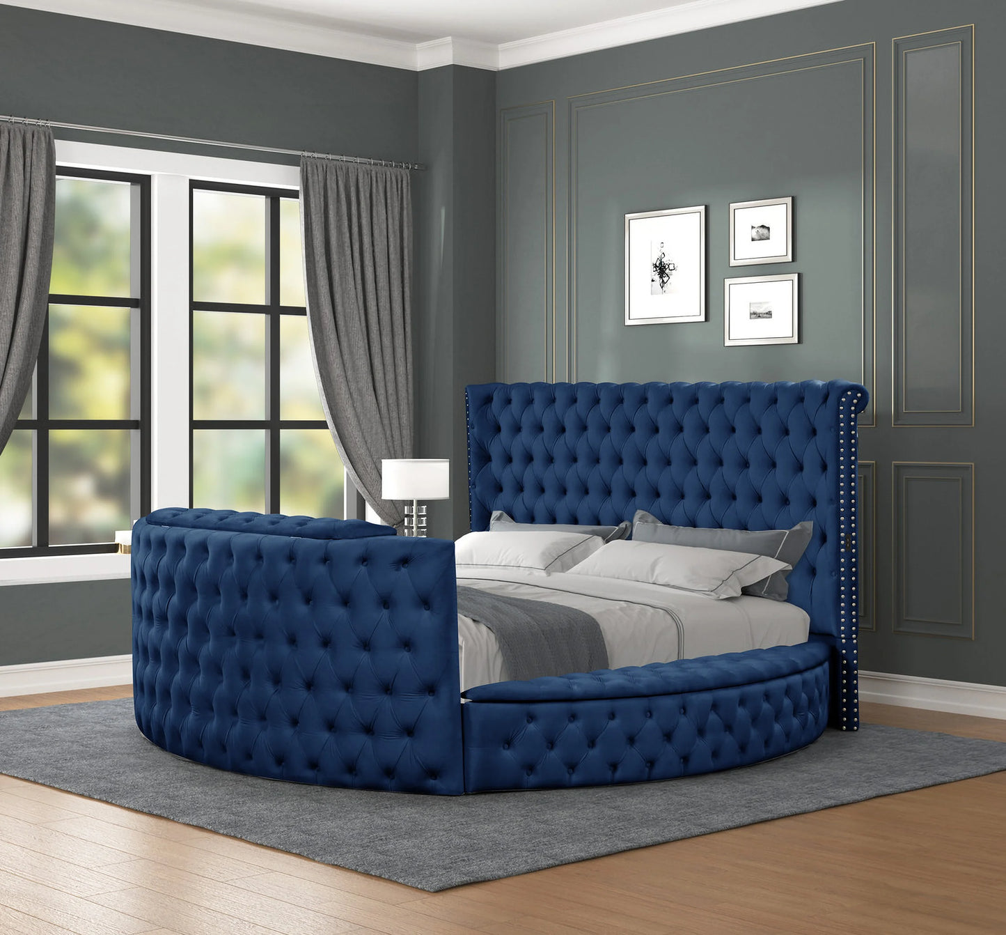 Maya Velvet Upholstered Bed - King Size