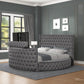 Maya Velvet Upholstered Bed Built in TV Stand