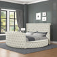 Maya Velvet Upholstered Bed Built in TV Stand