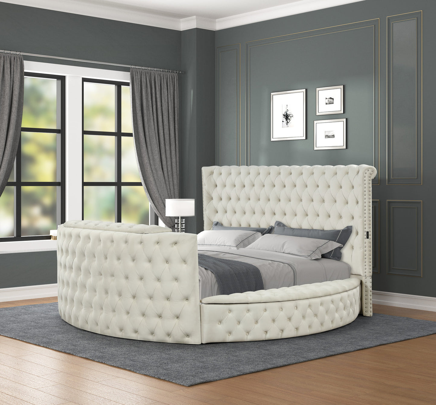 Maya Velvet Upholstered Bed - King Size