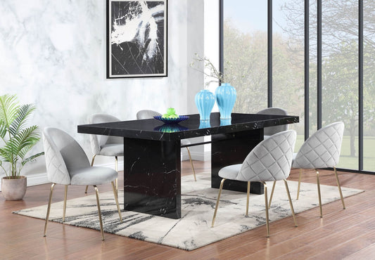 Futura 7 Pc Black Marble Dining Set - Vilo Home