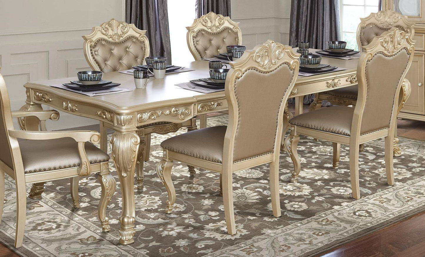 Colección de comedor Miranda Gold de Cosmos Furniture