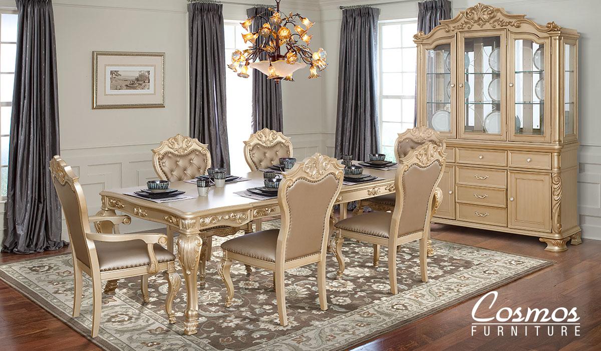 Colección de comedor Miranda Gold de Cosmos Furniture