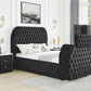 Natalie 5115BK Black Velvet Bed - Fireplace + TV Lift