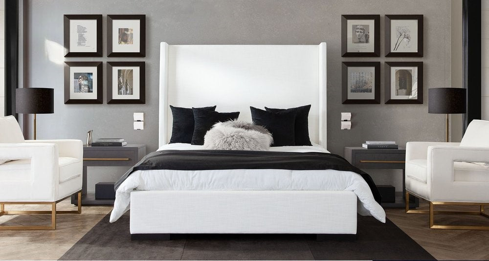 Seattle Low Profile White Linen Bed