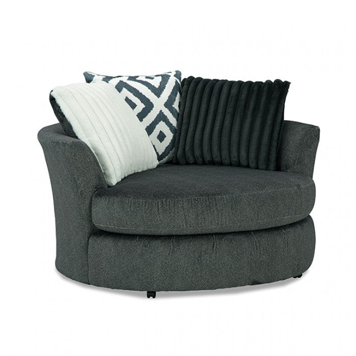 Loughlin Gun Metal Chenille Swivel Chair SM5195-CH-SW