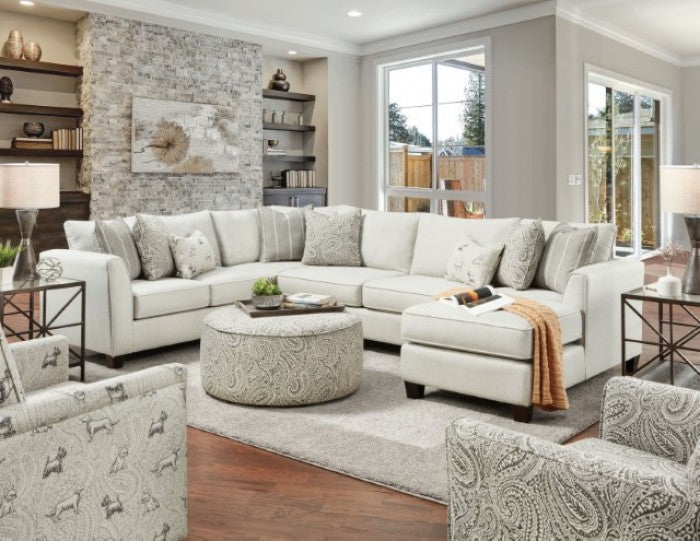 Pocklington 3 Pc Ivory Chenille Sectional