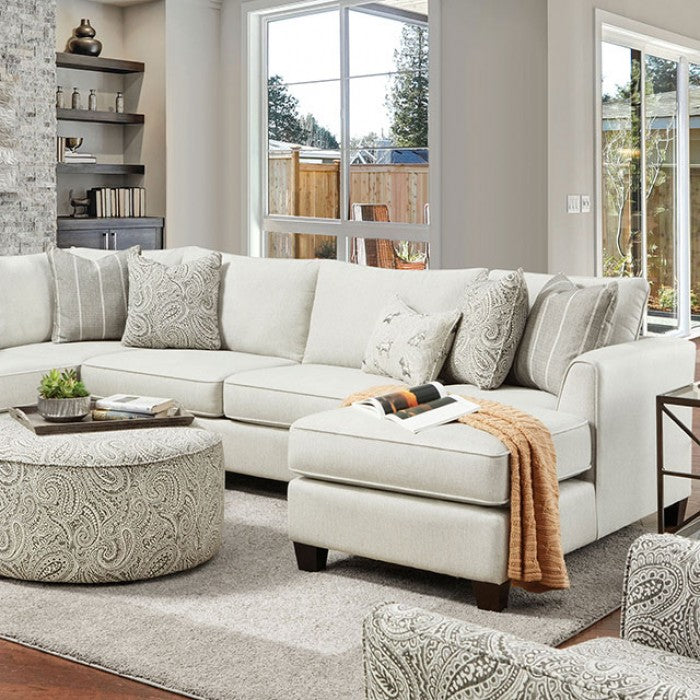 Pocklington 3 Pc Ivory Chenille Sectional