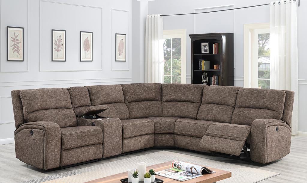 Solari 3 Piece Sectional - Brown Fabric